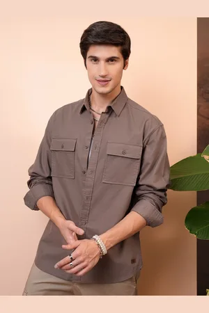 LocoMotive Men Solid Utility Pocket Relaxed Shirt