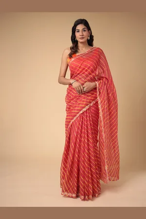 ZARI Leheriya Pure Cotton Leheriya Saree