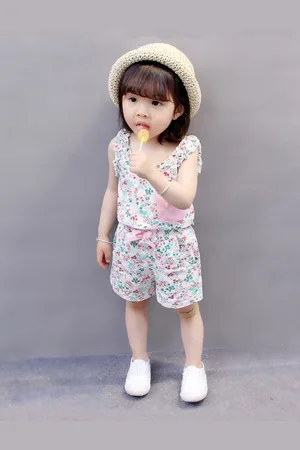 Bold N Elegant Girls White & Blue Printed Top with Shorts