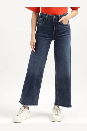 Benetton Women Wide Leg High-Rise Light Fade Jeans