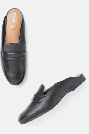 Geox Women Black Textured Leather Loafers