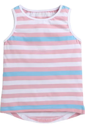 BAESD Girls Horizontal Striped Pure Cotton Tank Top