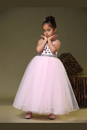 Toy Balloon Kids Girls Round Neck Net Maxi Dress