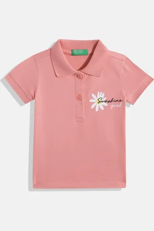 Benetton Girls Polo Collar T-shirt with Printed Detail