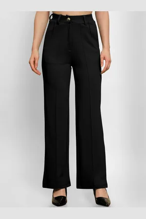 Ausk Women Relaxed Straight Fit High-Rise Casual Parallel Trousers