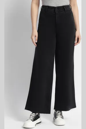 MADAME Women Wide Leg Solid High Rise Jeans