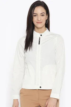 Geox Women Off White Solid Lightweight Tailored Jacket