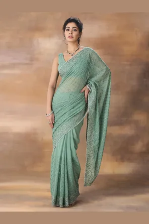 kasee Floral Embroidered Belted Saree