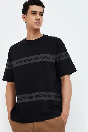 Lifestyle Typography Printed Drop-Shoulder Sleeves Oversized T-shirt