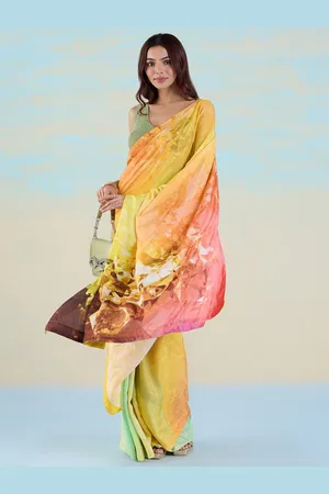 Liva Abstract Print Liva Saree With Blouse Piece