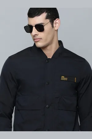 Flying Machine Men Navy Blue Solid Bomber Jacket