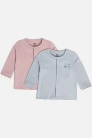 MINI KLUB Boys Pack Of 2 Henley Neck Long Sleeves Cotton T-shirt