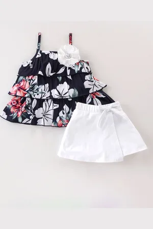 CrayonFlakes Girls Printed Top With Shorts