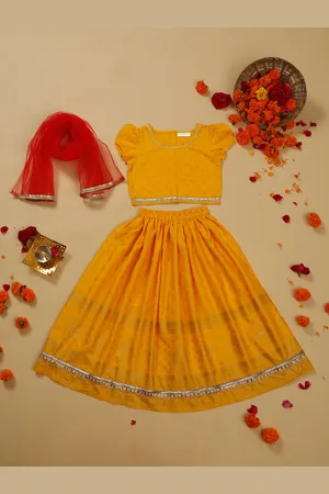 SAKA DESIGNS Girls Printed Ready to Wear Lehenga & Blouse With Dupatta