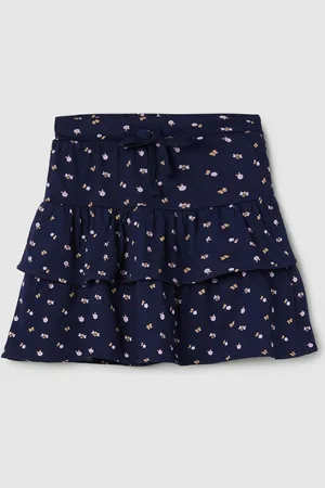 Max Collection Girls Floral Printed Layered A-Line Mini Skirt