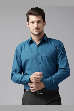 English Navy Men Slim Fit Wrinkle Free Formal Shirt