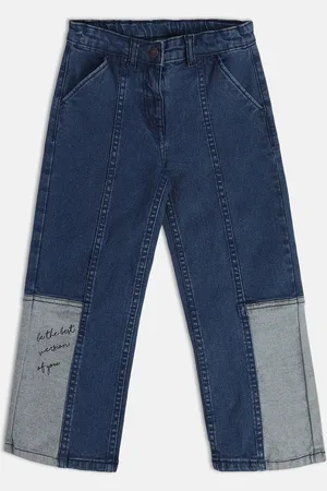 MINI KLUB Girls Colourblocked Clean Look Stretchable Jeans