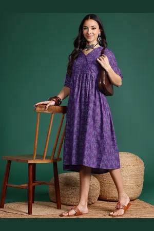 Sangria Ethnic Motifs Print Wrap Midi Dress