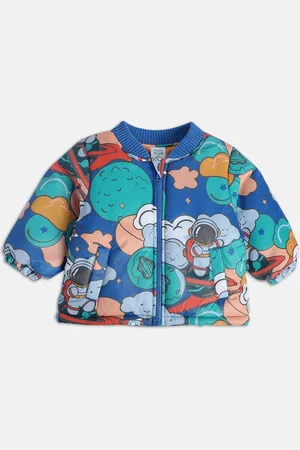 MINI KLUB Boys Conversational Printed Lightweight Crop Cotton Puffer Jacket