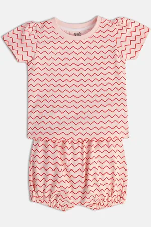 MINI KLUB Girls Striped T-shirt with Shorts