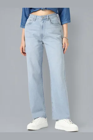 Flying Machine Women Wide Leg High-Rise Clean Look Stretchable Jeans
