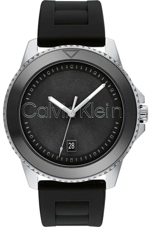 Calvin Klein Men Aqueous Brand Logo Textured Dial & Textured Strap Analogue Watch 25200386