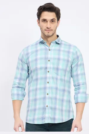 Duke Slim Fit Spread Collar Checked Cotton Casual Shirt