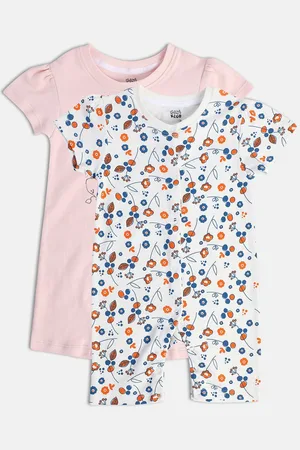 MINI KLUB Infant Girls Pack Of 2 Printed Pure Cotton Rompers