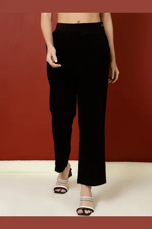 Jaipur Women Original Corduroy Weave Cotton Parallel Trousers