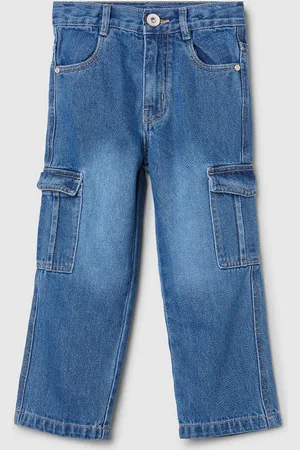Max Collection Boys Mid Rise Clean Look Light Fade Pure Cotton Cargo Jeans