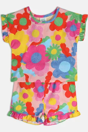 MINI KLUB Girls Floral Printed Top with Shorts