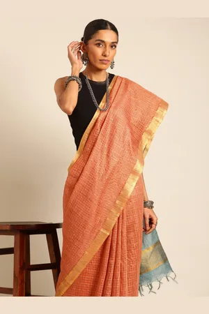 Taavi Checked Woven Design Bhagalpuri Saree