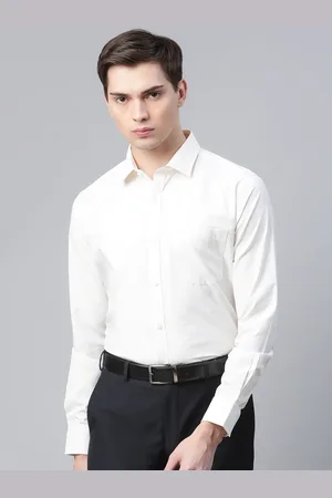 Park Avenue Men White Cotton Slim Fit Easy Care Solid Formal Shirt