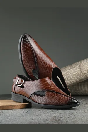 House of Pataudi Men Textured Shoes Style Sandals
