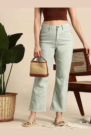 Mast & Harbour Women Straight Fit High-Rise Stretchable Jeans