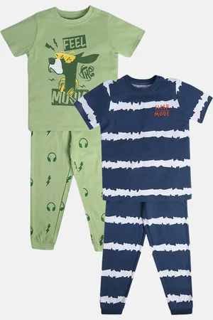 MINI KLUB Boys pack Of 2 Striped T-shirt with Trousers