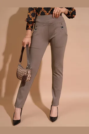 Tokyo Talkies Brown Women Mid-Rise Skinny Fit Trousers