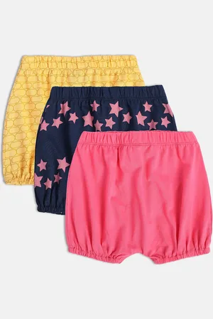 MINI KLUB Infant Girls Pack Of 3 Pure Cotton Shorts