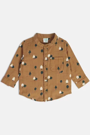 MINI KLUB Boys Conversational Printed Mandarin Collar Casual Pure Cotton Shirt