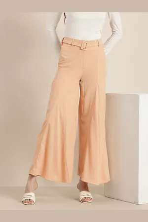 HERE&NOW Women High-Rise Wide Leg Parallel Trousers