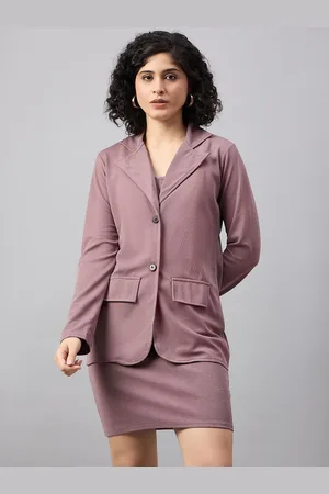 Roadster The Lifestyle Co. Mauve Sleeveless Shoulder Straps Top With Skirt & Blazer