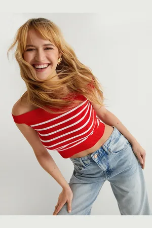 Koton Striped Off-Shoulder Sleeveless Crop Top
