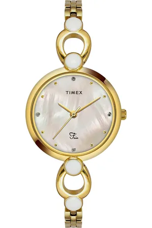 Timex Women Brass Dial & Bracelet Style Straps Analogue Watch TWEL18101