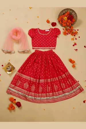 SAKA DESIGNS Girls Printed Ready to Wear Lehenga & Blouse With Dupatta
