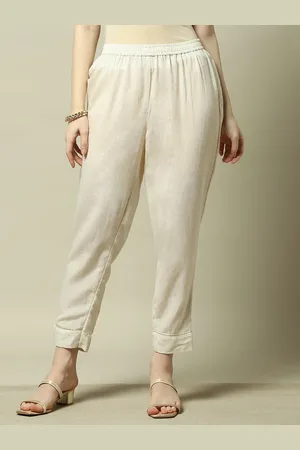Rangriti Women Relaxed Fit Mid Rise Cotton Trousers