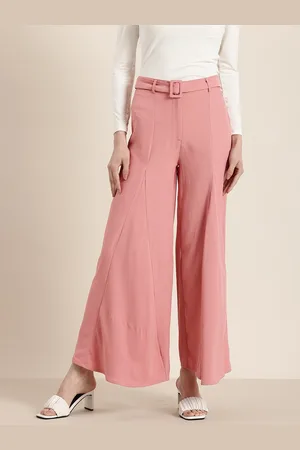 HERE&NOW Women High-Rise Wide Leg Parallel Trousers