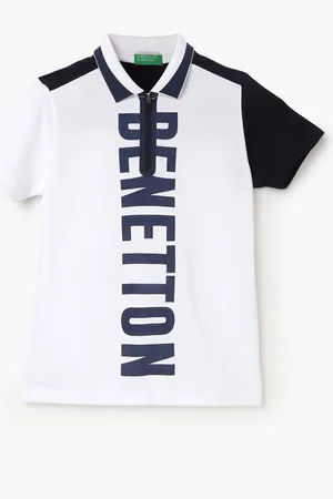 Benetton Boys Polo Collar Short Sleeves Printed Pure Cotton T-shirt