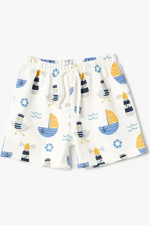 Koton Boys Conversational Printed Mid-Rise Knitted Shorts