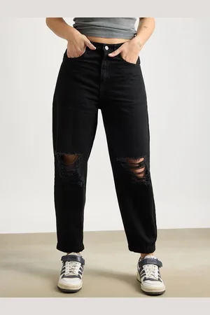FREAKINS Women Relaxed Fit High-Rise Mildly Distressed Jeans