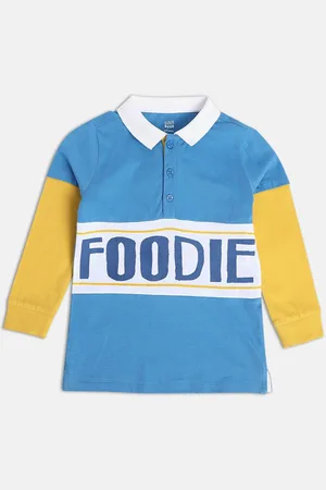 MINI KLUB Boys Colourblocked Polo Collar Long Sleeves Cotton T-shirt